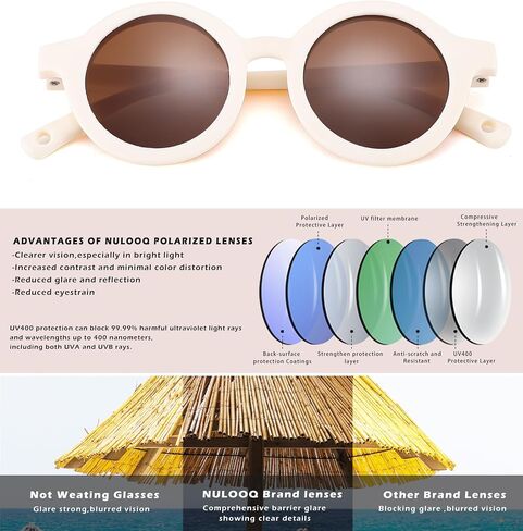 NULOOQ Bendable Polarized Baby Sunglasses with Strap Round Flexible for Infant Newborn & Toddler Age 0-24 Months in Saudi Arabia