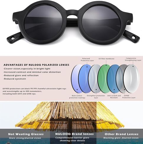 NULOOQ Bendable Polarized Baby Sunglasses with Strap Round Flexible for Infant Newborn & Toddler Age 0-24 Months in Saudi Arabia
