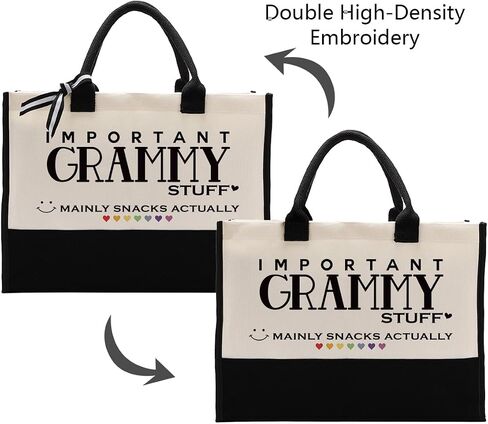Grammy Gift, Canvas Tote Bag Cute Design, Important Grammy Stuff Canvas Bag, Cotton Canvas Tote Bag, Reusable Grocery Bag Gift for Her Women Grammy, Grandma Gift for Mother's Day Christmas Birthday in Saudi Arabia