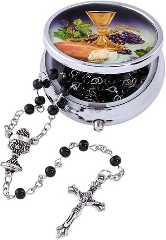 Needzo Boys Black Bread of Life First Communion Rosary with Case Gift Set, 18 Inch in Saudi Arabia