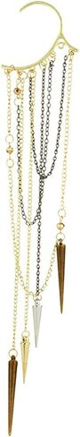 1Pcs Long Tassel Ear Cuff Chain Spike Bullet Earrings Non-Piercing Wrap Crawler Punk rivet bullet head Climber Crawler Wrap Sequins Long Ear Clip on Vintage Jewelry for Women and Girls in Saudi Arabia