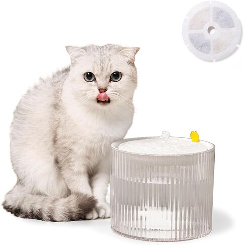 Cat Water Fountain, Automatic Ultra Silent Pet Dispenser 1.8L/63oz with 1 Replacement Filter for Cats and Small Dogs, Transparent. in Kuwait