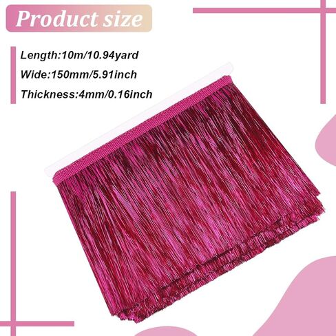 FINGERINSPIRE 11 Yard x 5.9 inch Tinsel Fringe Trim Medium Violet Red Metallic Foil Fringe Garland Tinsel Streamer Tinsel Garland Dance Costume Fringe Trimming for Wedding Birthday Party Decoration in Saudi Arabia