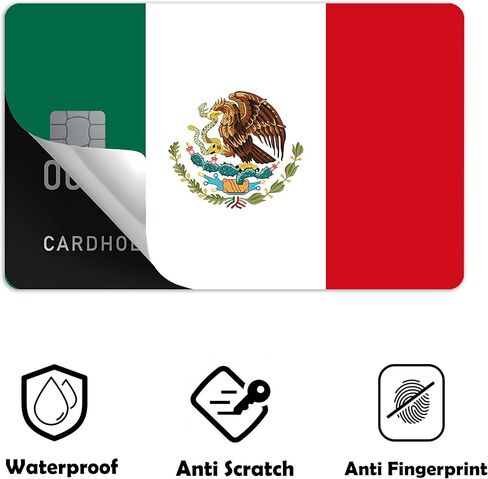 Mexican Flag Small Chip Credit Card Stickers Slim Waterproof Anti-Wrinkling Removable Vinyl Decals Debit Card Skin Cover in Saudi Arabia