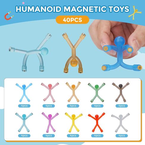 40 Pcs Humanoid Magnetic Toys Colorful Fridge Magnets Men, Mini Flexible Humanoid Colorful Magnetic Toy, Cute Magnets Fridge for Adults, Flexible Fridge Magnets for Boys Girls Gifts in Saudi Arabia
