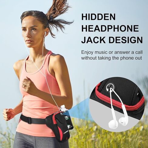 حزام الجري مع حزم فاني زجاجة ماء للنساء والرجال، وحقيبة الخصر مع حامل زجاجة ماء، وحزام ترطيب مع حامل هاتف بحزام قابل للتعديل يناسب هواتف 6.9 بوصة - أسود in Kuwait