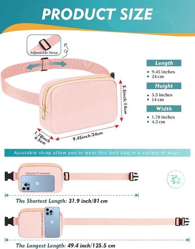 FIORETTO Fanny Packs for Women Men Fashion Crossbody Belt Bag with 3 Zipped Pocket Adjustable Small Waist Pouch Bum Bag for Dog Walking Running Hiking Travel Workout Brown in Saudi Arabia