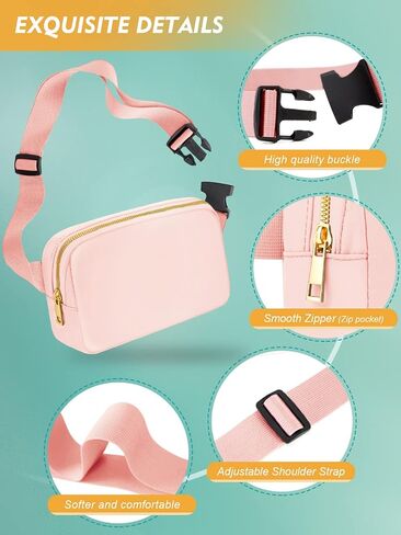 FIORETTO Fanny Packs for Women Men Fashion Crossbody Belt Bag with 3 Zipped Pocket Adjustable Small Waist Pouch Bum Bag for Dog Walking Running Hiking Travel Workout Brown in Saudi Arabia