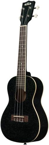 Kala Concert Ukulele Galaxy Black Sparkle Ukulele Bundle with Kala Klipz Tuner in Blue and Liquid Audio Instrument Polishing Cloth - Kala KA-SPRK-BLACK Model in Saudi Arabia