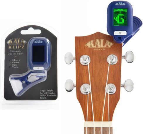 Kala Concert Ukulele Galaxy Black Sparkle Ukulele Bundle with Kala Klipz Tuner in Blue and Liquid Audio Instrument Polishing Cloth - Kala KA-SPRK-BLACK Model in Saudi Arabia