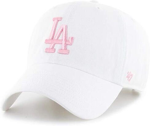 '47 العلامة التجارية Los Angeles LA Dodgers Clean Up قبعة قابلة للتعديل - أبيض/وردي، للجنسين، للبالغين - قبعة بيسبول MLB in Saudi Arabia