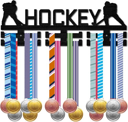 CREATCABIN Wood Triathlon Medal Holder Sport Medal Hanger Display Swim Bike Run Medal Rack Wall Rack Mounted Over 30 Medals Awards Ribbon Stand Running for Competition Athletes Medalist 15.7x4.5 Inch in Saudi Arabia