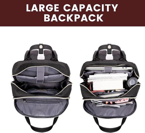 LOVEVOOK Laptop Backpack for Women, 15.6 Inch Travel Anti-theft Laptop Bag, Fashion Work Business Backpacks Purse, Warterproof Teacher Nurse Computer Professor Daypack, Beige-Black in Saudi Arabia
