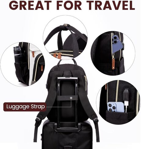 LOVEVOOK Laptop Backpack for Women, 15.6 Inch Travel Anti-theft Laptop Bag, Fashion Work Business Backpacks Purse, Warterproof Teacher Nurse Computer Professor Daypack, Beige-Black in Saudi Arabia