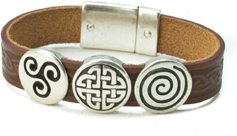 Biddy Murphy Celtic Leather Bracelet Irish Charms Brown 7 1/2 Inches Made in Ireland in Kuwait