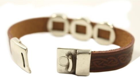 Biddy Murphy Celtic Leather Bracelet Irish Charms Brown 7 1/2 Inches Made in Ireland in Kuwait