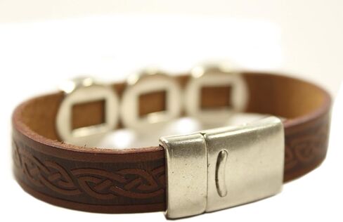 Biddy Murphy Celtic Leather Bracelet Irish Charms Brown 7 1/2 Inches Made in Ireland in Kuwait
