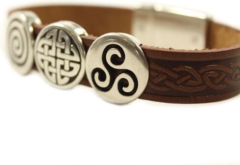 Biddy Murphy Celtic Leather Bracelet Irish Charms Brown 7 1/2 Inches Made in Ireland in Kuwait