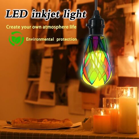 LED Stained Glass Light Bulb ST19 4W E26 Base Painted Light Bulb Night Light Mosaic Light Bulb Party Light Bulb Stainglass Light Bulb 2 Pack in Saudi Arabia