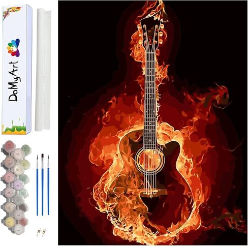 DoMyArt Paint by Number Kit On Canvas for Adults Beginner DIY Acrylic Painting Guitar Music 16X20 Inch in Kuwait