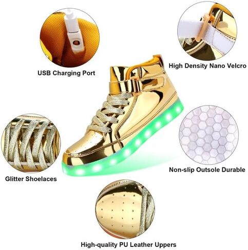 أحذية Padgene النسائية الرجالية المضيئة بإضاءة LED للجنسين أحذية رياضية مضيئة وامضة مع شحن USB ورباط للأزواج أحذية الرقص in Kuwait