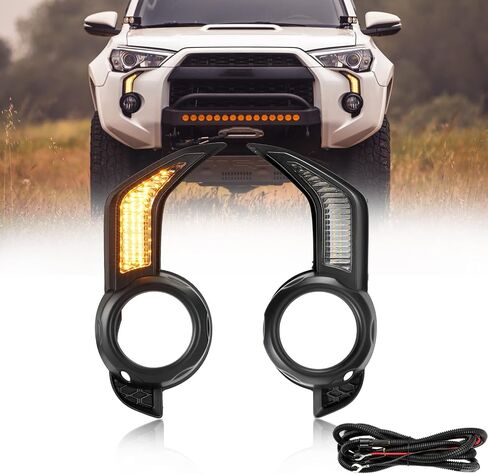 AUXMART Daytime Running Light DRL Front Fog Lamp with Dynamic Sequential Turn Signal Lights Amber/white Light Fit for Toyota 4Runner (facelift) 2013-2021 in Saudi Arabia