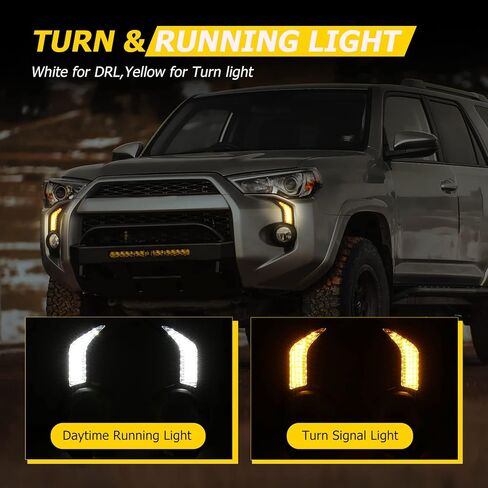 AUXMART Daytime Running Light DRL Front Fog Lamp with Dynamic Sequential Turn Signal Lights Amber/white Light Fit for Toyota 4Runner (facelift) 2013-2021 in Saudi Arabia