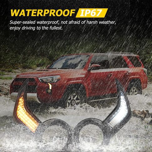 AUXMART Daytime Running Light DRL Front Fog Lamp with Dynamic Sequential Turn Signal Lights Amber/white Light Fit for Toyota 4Runner (facelift) 2013-2021 in Saudi Arabia