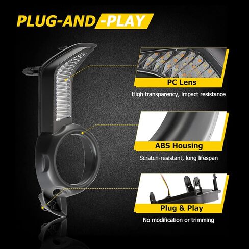 AUXMART Daytime Running Light DRL Front Fog Lamp with Dynamic Sequential Turn Signal Lights Amber/white Light Fit for Toyota 4Runner (facelift) 2013-2021 in Saudi Arabia