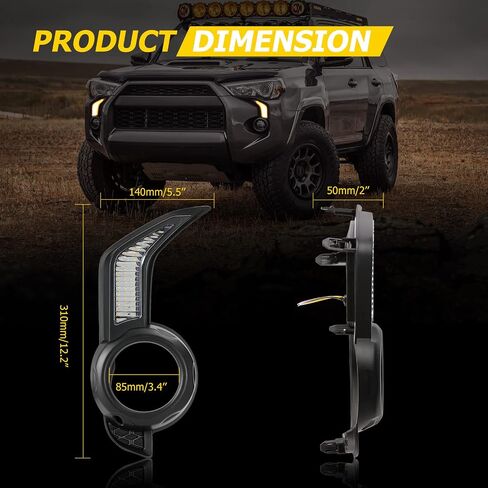 AUXMART Daytime Running Light DRL Front Fog Lamp with Dynamic Sequential Turn Signal Lights Amber/white Light Fit for Toyota 4Runner (facelift) 2013-2021 in Saudi Arabia