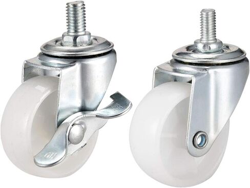 uxcell 2 Inch Swivel Caster Wheels PP 360 Degree Threaded Stem Caster Wheel M8 x 15mm, 198lb Total Load Capacity, Pack of 4(2 Brake,2 No Brake) in Kuwait