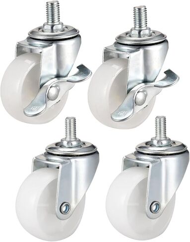 uxcell 2 Inch Swivel Caster Wheels PP 360 Degree Threaded Stem Caster Wheel M8 x 15mm, 198lb Total Load Capacity, Pack of 4(2 Brake,2 No Brake) in Kuwait
