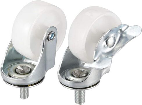 uxcell 2 Inch Swivel Caster Wheels PP 360 Degree Threaded Stem Caster Wheel M8 x 15mm, 198lb Total Load Capacity, Pack of 4(2 Brake,2 No Brake) in Kuwait