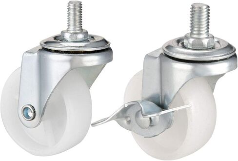 uxcell 2 Inch Swivel Caster Wheels PP 360 Degree Threaded Stem Caster Wheel M8 x 15mm, 198lb Total Load Capacity, Pack of 4(2 Brake,2 No Brake) in Kuwait
