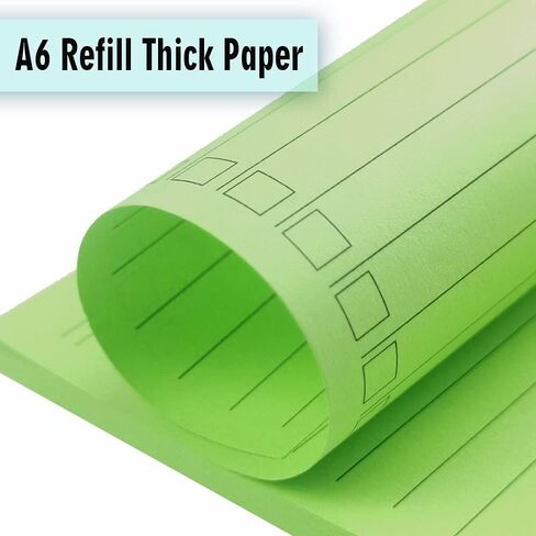 ورق إعادة تعبئة A6 ملون، 6 فتحات، مخطط ورقي فضفاض، إدراج الميزانية، 6 حلقات، ورق حشو سميك (90 ورقة ملونة مبطنة) in Kuwait