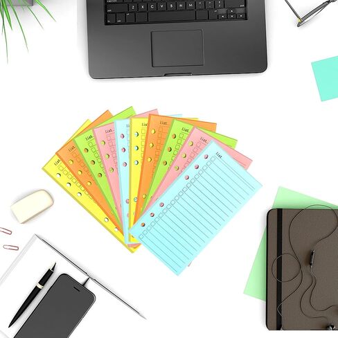 ورق إعادة تعبئة A6 ملون، 6 فتحات، مخطط ورقي فضفاض، إدراج الميزانية، 6 حلقات، ورق حشو سميك (90 ورقة ملونة مبطنة) in Kuwait