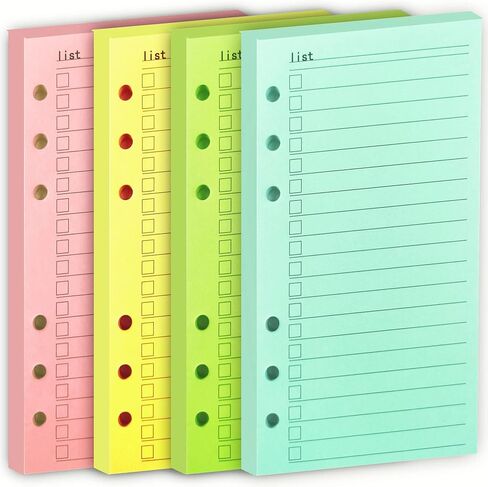 A6 Refill Paper Lined Color 6 Hole Loose Leaf Paper Planner Inserts Budget 6 Ring Binder Filler Paper Thick (90sheet colored lined) in Saudi Arabia