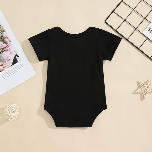 ملابس عيد الأم من Xinlykid للأطفال الأولاد والبنات ملابس عيد الأم السعيدة الأولى لعيد الأم بدلة قفز للأطفال الأولاد والبنات ملابس عيد الأم باللون الأسود in Kuwait