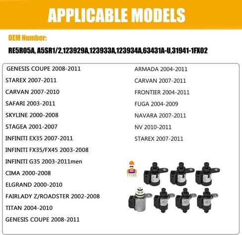 Car Transmission Control Solenoid Kit RE5R05A 31941-90X00 Compatible with Infiniti Hyundai Kia Datsun (RE5R05A 7PCS SET) in Saudi Arabia