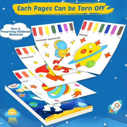 Paint with Water Books for Toddlers - Watercolor Painting Book and Drawing Art Paper for Kids Mess Free Craft Supplies Toy for Kids Age 3 4 5 6 Easter Birthday Gift,Planet in Saudi Arabia