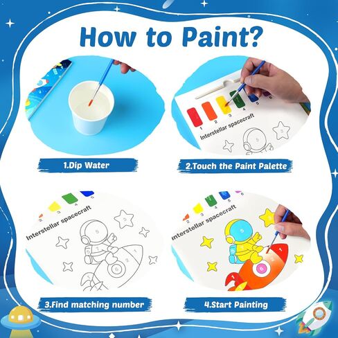 Paint with Water Books for Toddlers - Watercolor Painting Book and Drawing Art Paper for Kids Mess Free Craft Supplies Toy for Kids Age 3 4 5 6 Easter Birthday Gift,Planet in Saudi Arabia