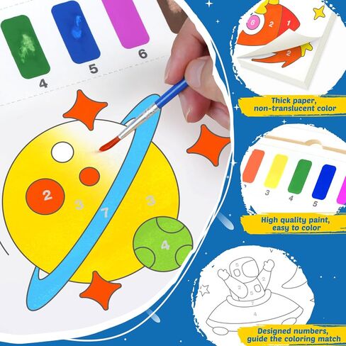 Paint with Water Books for Toddlers - Watercolor Painting Book and Drawing Art Paper for Kids Mess Free Craft Supplies Toy for Kids Age 3 4 5 6 Easter Birthday Gift,Planet in Saudi Arabia