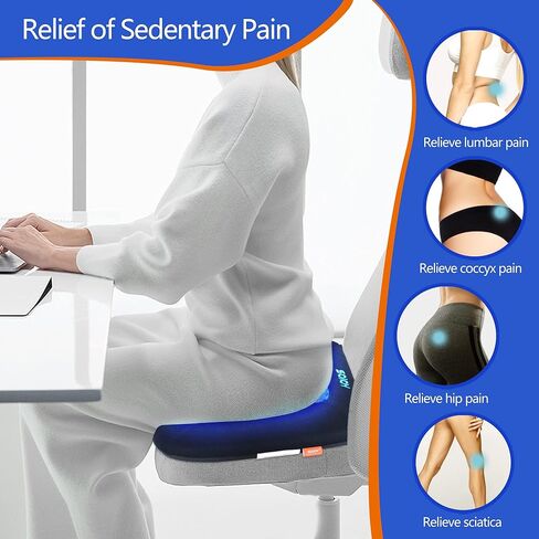 وسادة مقعد مكتب جل مكشوف من Sojoy - جل إسفنجي ميموري لتقويم العظام لتخفيف آلام أسفل الظهر، مثالية للسائقين وكراسي المكتب والاستخدام المنزلي (أسود) in Kuwait