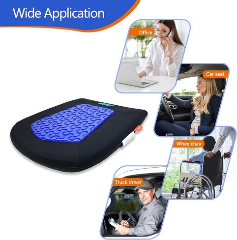 وسادة مقعد مكتب جل مكشوف من Sojoy - جل إسفنجي ميموري لتقويم العظام لتخفيف آلام أسفل الظهر، مثالية للسائقين وكراسي المكتب والاستخدام المنزلي (أسود) in Kuwait