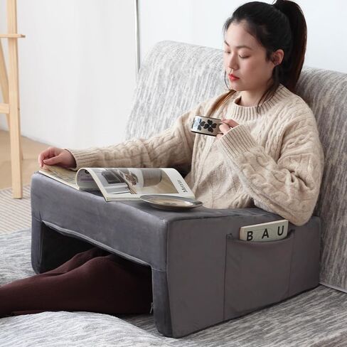 N&V High Density Foam Elbow Pillow, Perfect for Gaming, Smart Phone Using and Reading, Sofa Reading Pillow, with Removable and Washable Cover (Grey) in Saudi Arabia