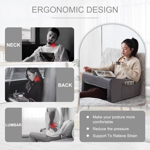 N&V High Density Foam Elbow Pillow, Perfect for Gaming, Smart Phone Using and Reading, Sofa Reading Pillow, with Removable and Washable Cover (Grey) in Saudi Arabia