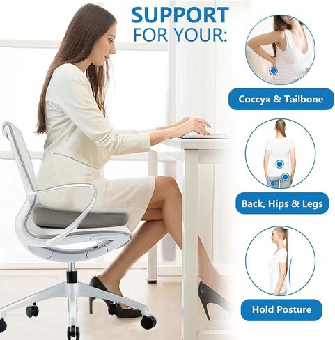 G1 Seat Cushion Memory Foam Ventilated Ergonomic Design Tailbone Coccyx Pad for Office Chairs,Car seat Cushions, Wheelchairs(18x16 inches) (Black) in Saudi Arabia
