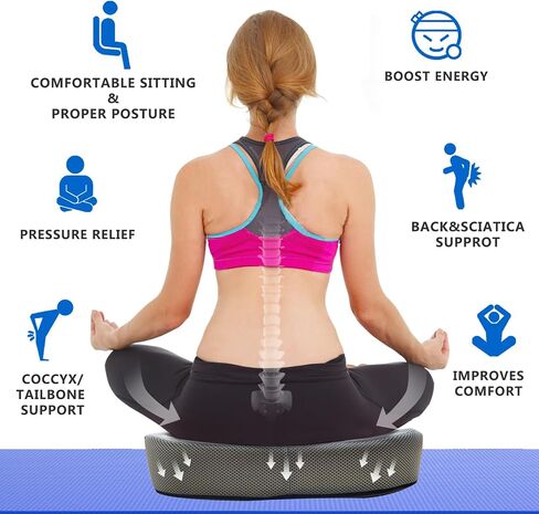 G1 Seat Cushion Memory Foam Ventilated Ergonomic Design Tailbone Coccyx Pad for Office Chairs,Car seat Cushions, Wheelchairs(18x16 inches) (Black) in Saudi Arabia