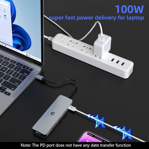 موزع USB C، موزع TOTU من النوع C 6 في 1 مع مخرج HDMI 4K، منفذ PD 100 وات، 2 USB 3.0، فتحة بطاقة SD/TF، ​​قاعدة توصيل USB C لأجهزة الكمبيوتر المحمول Dell وأجهزة الكمبيوتر المحمولة الأخرى من النوع C in Saudi Arabia