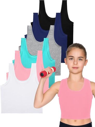 Bencailor 6 Pcs Girls Crop Top Cropped Tank Tops Camisole Sleeveless Dance Top in Saudi Arabia